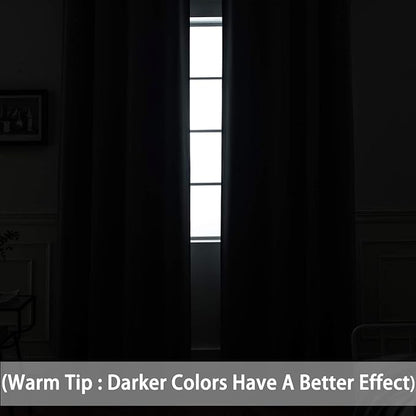 Yakamok Room Darkening Curtains 52x84 inch Length Black-Living Room | 2 panels - Image 3