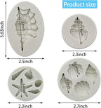 MEMOVAN Marine Theme Fondant Molds 4pcs Seashell Conch Starfish Silicone Baking Mold for Under the Sea Ocean Marine Cake Cupcake Decoration Chocolate Candy Soap Resin Clay Crafting