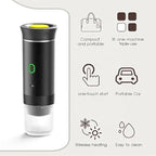 Esprova Portable Espresso Machine, Portable Electric Coffee Maker for Travel Camping, 3-in-1 Self-Heating Espresso Maker, Compatible with Ground Coffee and Capsules, Compact Lightweight (Black)