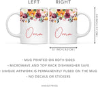Andaz Press 11oz. Mother's Day Ceramic Coffee Tea Mug Gift, Fall Autumn Burgundy Orange Peach Flowers Roses Florals, Oma, 1-Pack