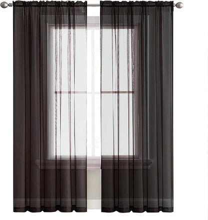 SpaceDresser Basic Rod Pocket Sheer Voile Window Curtain Panels White 1 Pair 2 - Image 2