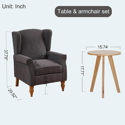 Upholster Accent Armchair & Side Table 2-Piece Set, Chenille Vintage Style - Image 3