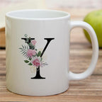 Retreez Initial A-Z Floral Botanical Bouquet Alphabet Monogrammed Monogram Mug 11 Oz Ceramic Tea Coffee Mugs - Appreciation Thank You Wedding Birthday Gifts for her friend coworker sister - Y Initial