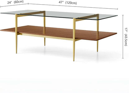LumFurn X-Large Rectangle Glass Coffee Table, Mid-Century Modern Design - Image 2