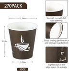 LITOPAK 270 Pack 10 oz Paper Cups, Brown Disposable Hot Coffee Cups for Party, Picnic, Travel, and Events