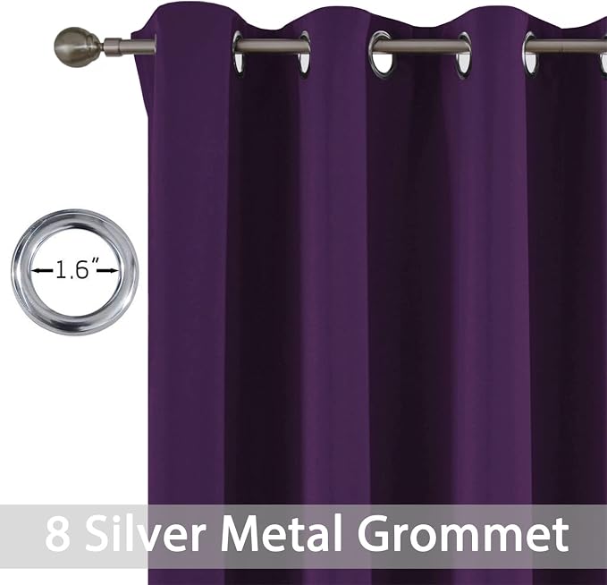 Yakamok Purple Room Darkening Curtains 84 inch Sliding Door Drapes | 1 - Image 2