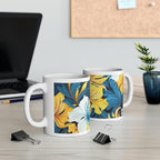 11 OZ Novelty Coffee Mugs - Christmas Gift (White & Yellow Flower Mug)