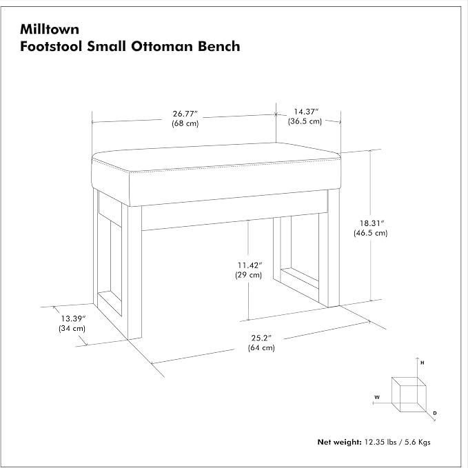 SIMPLIHOME Milltown Small Ottoman Bench - Image 13