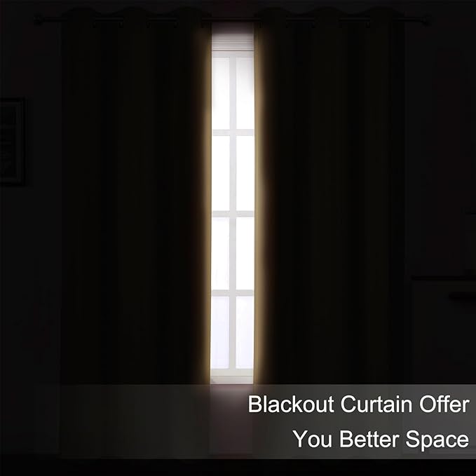 Natural Blackout Curtains 42 x 54 Inch Length Set of 2 Panels Grommet Bedroom - Image 3