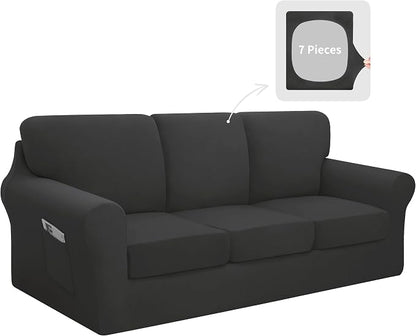 Easy-Going 7 Pieces Stretch Couch Cover Washable Sofa Cover Set by Easy-Going