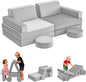 12 Pcs Modular Kids Play Sofa Convertible Foam Floor Mat and Play Fortress by FURNAWAY