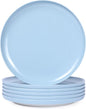 Webbylee Melamine Dessert Plates Set of 6-7.5" Serving Durable Dishes Perfect for Kitchen Outdoor Use,Durable Small Plates for Salad-Blue & Beige