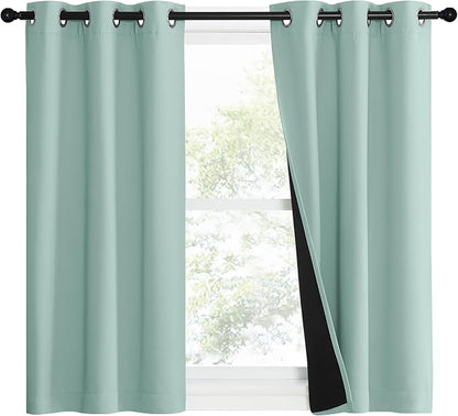 NICETOWN Aqua Blue 100% Blackout Curtain Set, Thermal Insulated & Energy - Image 2