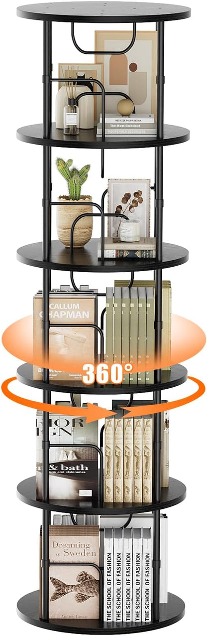 ALLSTAND 5 Tier Rotating Bookshelf, 360 ° Display Stackable Spinning Bookshelf - Image 8