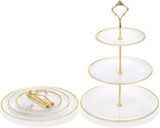 Goaste 3 Pack Tiered Cupcake Stand, Plastic Cupcake Stand Tower, 3 Tier Round Shape Dessert Serving Tray, White Cookie Candy Buffet Stand for Tea Party, Baby Shower, Wedding, Birthday, Christmas