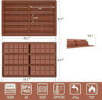 Chocolate Bar Mold, Dubai Chocolate Bar Mold Deep Silicone Break-Apart Chocolate Mold Nonstick Thick Candy Mould for Dubai Pistachio 1 Pack（10 Snap）