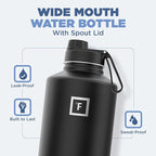 IRON °FLASK Camping & Hiking Hydration Flask with 3 Lids - Stainless Steel, Double Walled & Vacuum Insulated Water Bottle - Leak Proof & BPA Free (Day & Night, Spout - 64 oz)