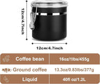 Stainless Steel Food Container with Clear Lids Airtight Storage Container Stackable Small Canisters Kitchen Pantry Storage for Cereal, Snacks, Candy, Herbs, Spices, Sugar, Tea (1.2L Black)