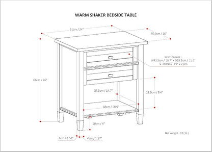 SIMPLIHOME Warm Shaker Bedside Table - Image 3