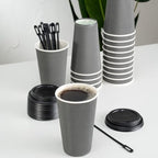 Restaurantware 16 Ounce Ripple Wall Disposable Coffee Cups, 500 Insulated Gray Paper Tumblers with Rolled Rim Design, Lids Sold Separately for Hot Drinks like Tea, Hot Chocolate and More