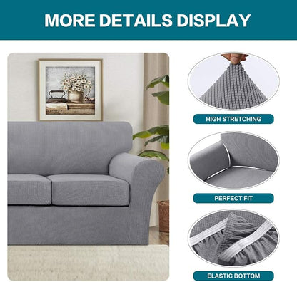 Turquoize 4 Piece Sofa Covers for 3 Cushion Couch Sofa Slipcover Soft Couch - Image 4