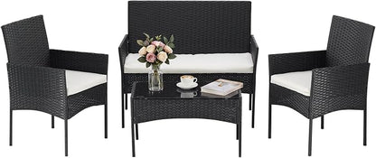Sweetcrispy 4-Piece Patio Furniture Set, Weather-Resistant PE Rattan Outdoor by Sweetcrispy