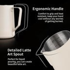 watchget Milk Frothing Pitcher 32oz/900ml - Stainless Steel Frothing Pitcher Espresso Steaming Pitcher Coffee Frother Cup Cappuccino Latte Art Coffee Machine Accessories Milk Jug, Creamy White