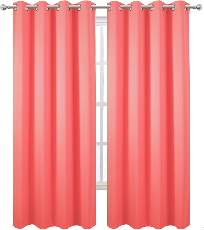 Blackout Curtains 52 x 120 Inch Long Coral Curtains Set of 2 Panels Room - Image 2