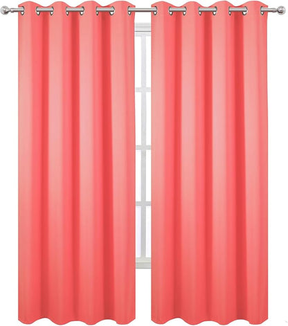 Blackout Curtains 52 x 120 Inch Long Coral Curtains Set of 2 Panels Room - Image 2