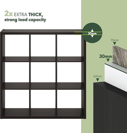 Furinno CUBICLE Book Shelf, 9-Cube Bookshelf, Extra Thick Frame Reversible - Image 8