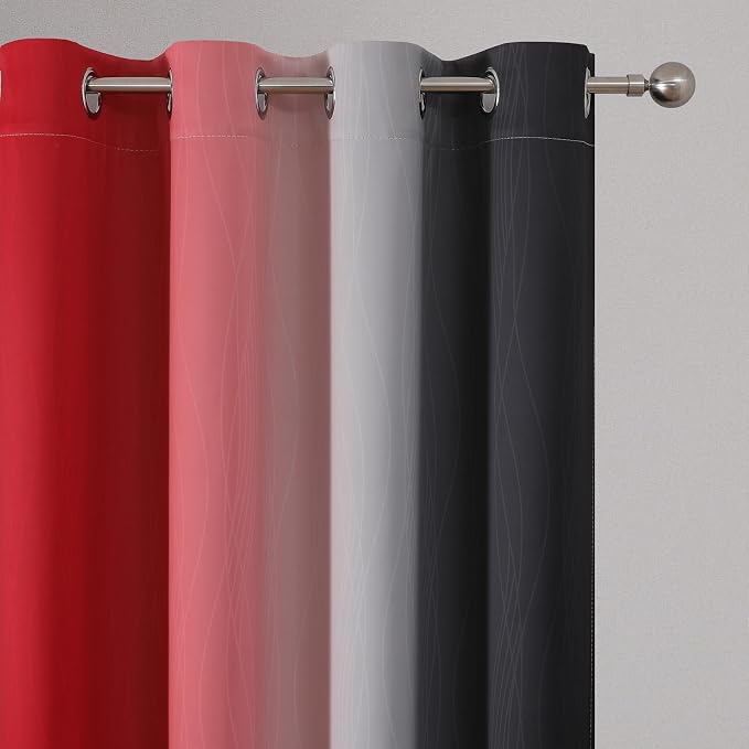 Red and Black Ombre Blackout Bedroom Curtains 102 Inches | Room Darkening - Image 4
