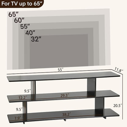 Bamboo TV Stand for TVs up to 65", 3 Tier Accent Entertainment Center - Image 2