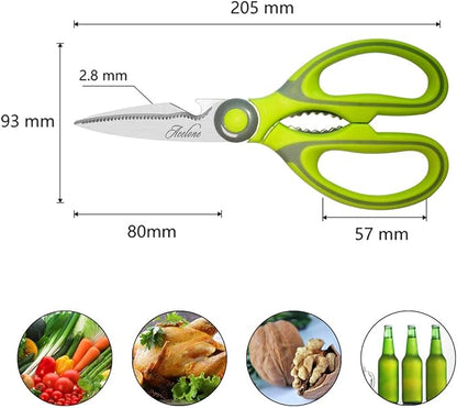 Kitchen Shears, Acelone Premium Heavy Duty Shears Ultra Sharp Stainless Steel Multi-function Kitchen Scissors for Chicken/Poultry/Fish/Meat/Vegetables/Herbs/BBQ… (Light Green)