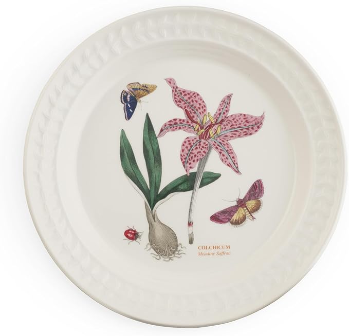 Portmeirion Botanic Garden Harmony 10.5" Dinner Plate, Papilio Amethyst & Meadow Saffron Motif - Dishwasher, Microwave, Oven & Freezer Safe Earthenware - Elegant Spring Tableware for Brunch & Parties
