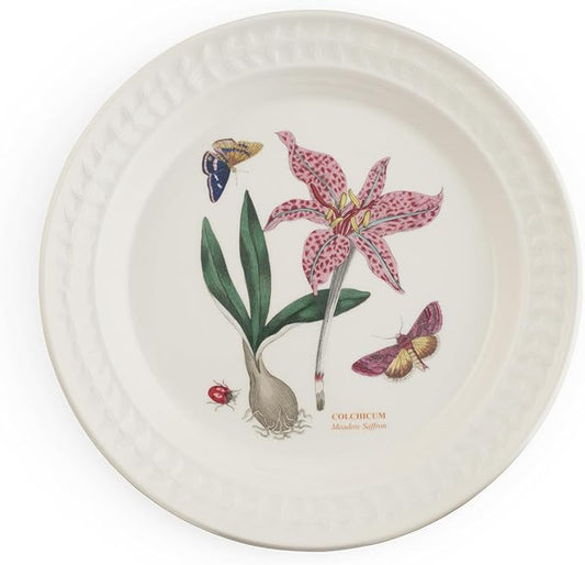 Portmeirion Botanic Garden Harmony 10.5" Dinner Plate, Papilio Amethyst & Meadow Saffron Motif - Dishwasher, Microwave, Oven & Freezer Safe Earthenware - Elegant Spring Tableware for Brunch & Parties