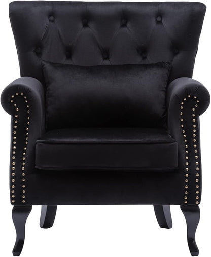 Mid Century Accent Chair Modern Button Tufted Armchair Club Chair Velvet by DMFurniture