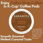 Sarasota K-Cup Coffee Pods | Medium Roast Flavored Coffee | Salted Caramel Cream | Single Serve for Keurig Brewers | Gourmet, Low Acid, Mold Free | 24 Count