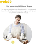 wahoo Professional Liquid Silicone Oven Mitts Gloves, Heat Resistant Gloves for Cooking, Baking, CoralAir Liner, 12 Inch, White, Large