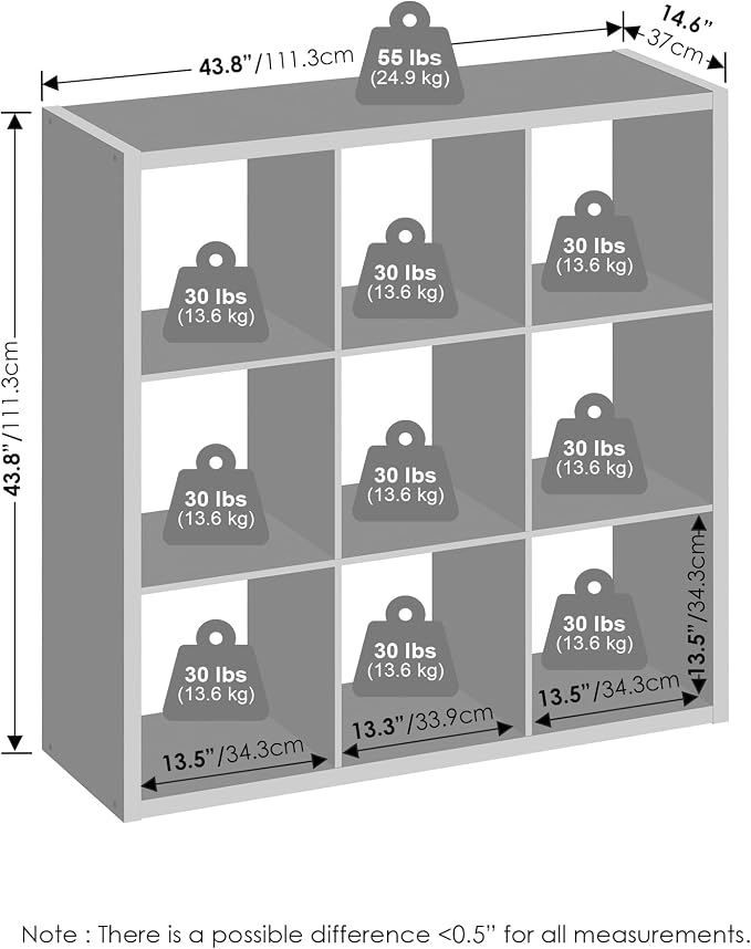 Furinno Simple Cube Storage Organizer, 9-Cube Display Shelf, Open Back Shelving - Image 3