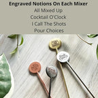 Elixir Mixer Cocktail Stirrers, Stainless Steel Drink Stirring Swizzle Sticks, Mixed Metals, Set of 4