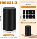 Tanlade 10 Pcs Tea Tin Canister Metal Round Can with Airtight Lid Double Sealed Tea Tin Canisters, with 1 Erasable Chalk Marker and 16 Stickers for Loose Leaf Coffee Sugar, 16 oz