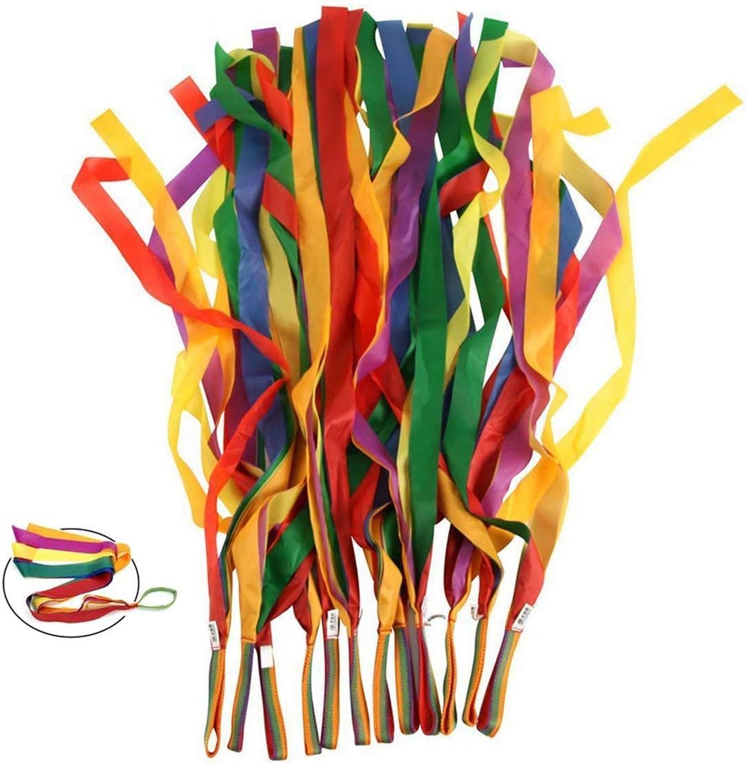 Rainbow Dance Ribbons, 12PCS Rhythm Ribbon Streamers for Kids Children Adults - Bright & Multi-Colored