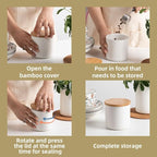 Sweejar Kitchen Ceramic Food Storage Containers, Stackable Canisters for Countertop with Airtight Boomboo Lids for Serving Ground Coffee, Tea, Sugar, Salt and More- 16 Fl Oz (White)