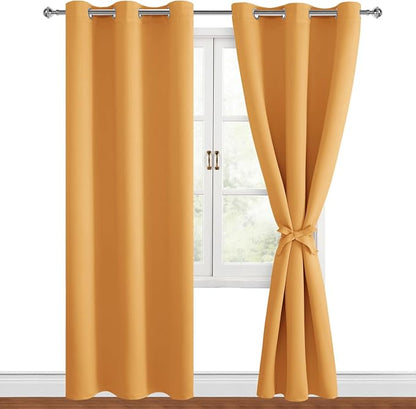 Grommet Blackout Curtains for Bedroom 42 x 84 Inches Pumpkin Orange | Thermal - Image 7