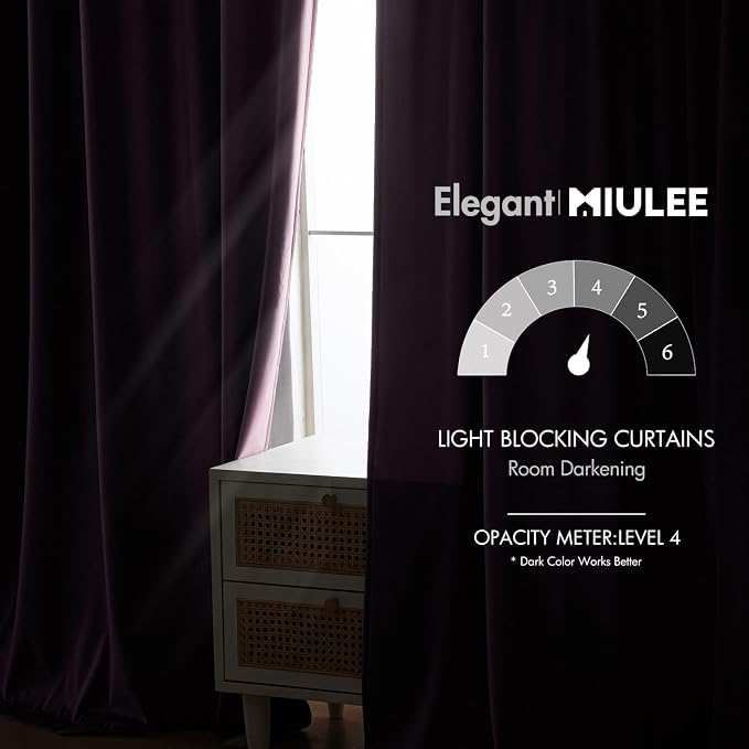 MIULEE Lavender Velvet Curtains 52x84 inches Luxury Blackout Curtains | Thermal - Image 5
