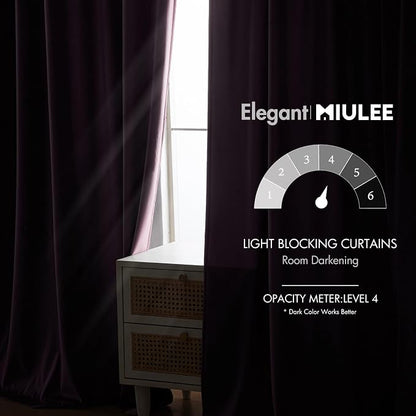 MIULEE Lavender Velvet Curtains 52x84 inches Luxury Blackout Curtains | Thermal - Image 5