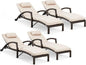 HOMREST Chaise Lounge Chairs Set of 4, PE Rattan Wicker Lounge Chair by HOMREST