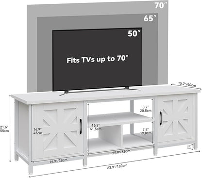 YITAHOME TV Stand with LED Lights & Charging Station, Farmhouse Entertainment - Image 2