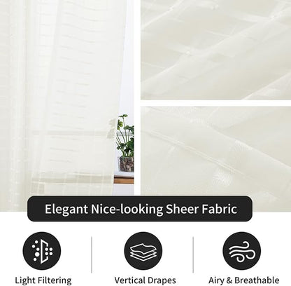 SpaceDresser Check Sheer Curtains 84 Inches Long - Image 4