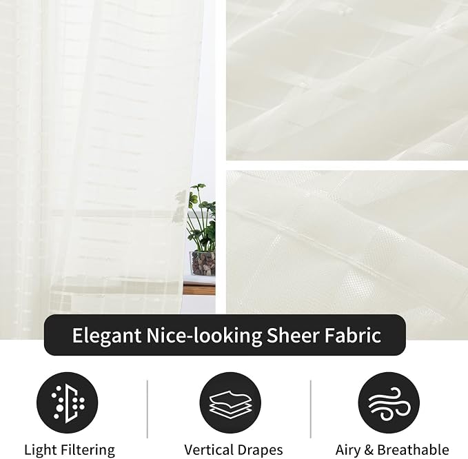 SpaceDresser Check Sheer Curtains 96 Inches Long - Image 4